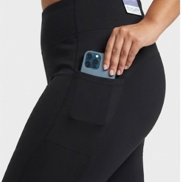 NWT BSP Active Fleece-Lined Flare Leggings with Media Pockets Black Size XL - Picture 6 of 6